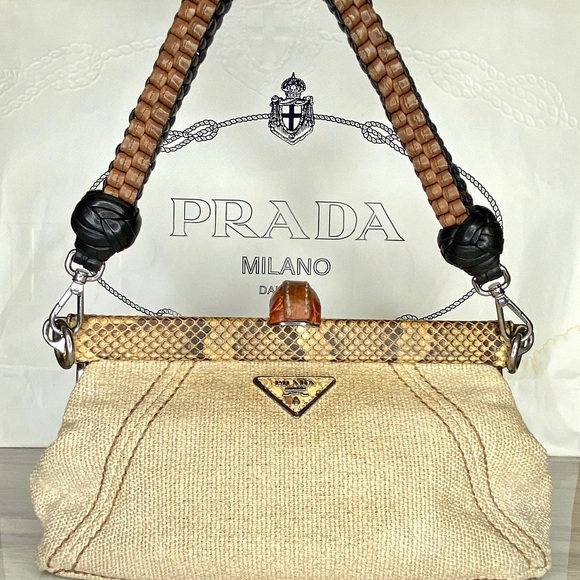 PRADA 2010 python canvas handbag 👝 - Picture 2 of 10